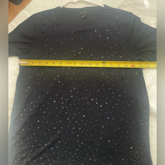 Ann Taylor Navy Sequin Short Sleeve Top - Picture 3 of 6